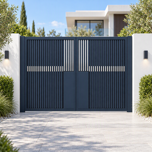 Portail coulissant automatique en aluminium sur mesure Zhanjiang, à lames verticales, pour cour, offrant une intimité et une sécurité accrues, pour usage résidentiel. - Product Image 3