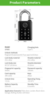 Cadenas intelligent Tuya avec empreinte digitale, mot de passe et clé, déverrouillage étanche IP65 pour extérieur, contrôle par application, pour porte en laiton, service OEM ODM