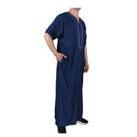Thobe pour homme en coton confortable, fabriqué au Maroc, à manches courtes, avec broderie