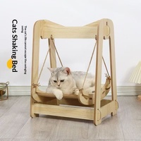 Hamac suspendu en bois beige pour chat, lit balançoire universel quatre saisons, amovible, durable et confortable