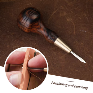 Ahşap Saplı Su Kabağı Deri İşleme Aletleri Manuel Dikiş Sivri Ucu 5/6mm DIY Deri Aletleri El Sanatları Sivri Ucu - Product Image 4