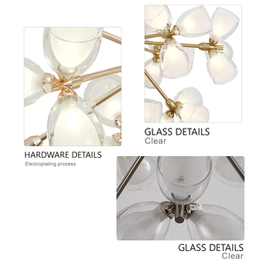 Lámpara Colgante Molecular Moderna con Diseño de Estrella, Cromada, con Doble Pantalla de Cristal Transparente, para Sala de Estar, Comedor, Sala de Recreación - Product Image 4