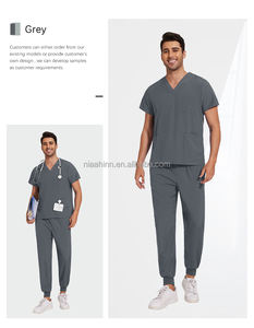 Elegante Logo personalizzato medico elasticizzato infermiere chirurgico uniforme maniche corte pantaloni da Jogger salone scrub tute per le donne - Product Image 6