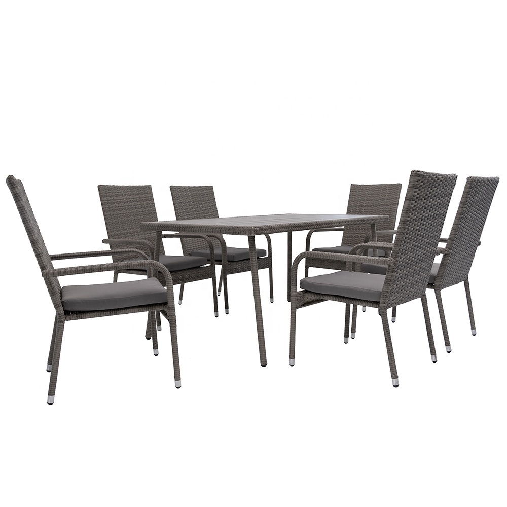 -El clima al aire libre muebles de marco de acero de mimbre de Patio con apilables sillas del Patio