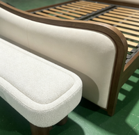 Cadre de lit réglable en velours de luxe moderne avec tête de lit incurvée et moelleuse, en bois massif écologique, taille Queen/King