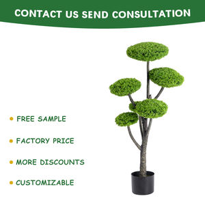 ต้นไม้ประดิษฐ์ PZ-1-122 ขายดี ทนรังสียูวี ใบไซเปรสพลาสติกสีเขียวทรงกลม สำหรับตกแต่งภายนอกอาคาร ปลูกในกระถาง - Product Image 2