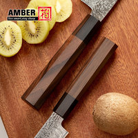 Lame forgée à la main de 6 pouces en acier damas Vg10 Couteau de cuisine japonais avec manche en bois