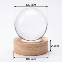Esfera de Cristal K9 Transparente Sólida de 60 mm y 80 mm para Máquinas de Grabado Láser y UV XTool con Base de Madera y Soporte LED