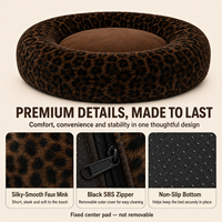 Lit pour chien orthopédique de luxe en fausse fourrure léopard avec couverture amovible et lavable, design personnalisé, emballage en carton, livraison directe