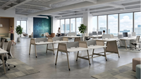 Bureau de travail collaboratif, poste de travail partagé avec panneau d'intimité, mobilier de bureau modulaire pour espace de travail professionnel