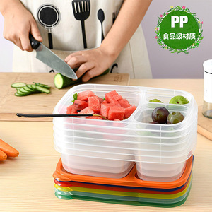 Three Compartment Lunch Box Set Transparent Plastic Rectangular <b>Microwave</b> Safe Refrigerator Dishwasher Safe - Product Image 2