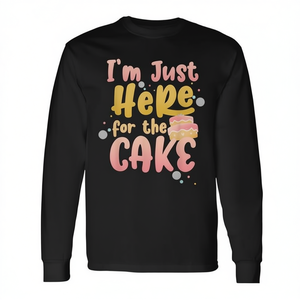 Camiseta de manga larga pequeña para adultos, humorística, sarcástica, con juegos de palabras irónicos, para amantes de las tartas, para la diversión y los juegos de palabras: ¡Sólo vine por las tartas! - Product Image 2