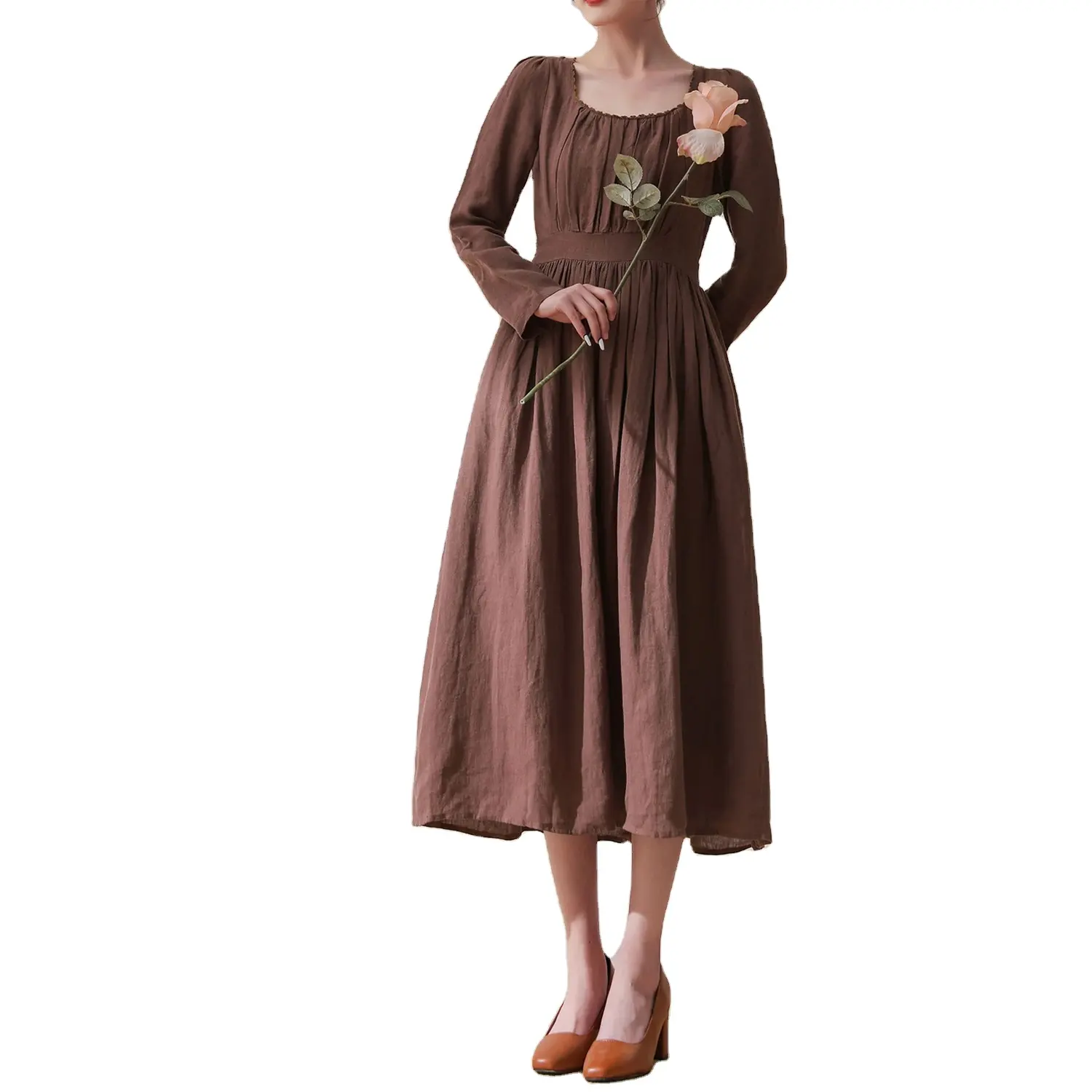 Charcoal Sleeveless Linen Summer Midi Dress Washed Casual Long Linen Dress Smock Linen Dress In MAXI Length