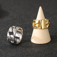 VEROMCA Bestseller Breiter Hohler Edelstahl 18K Vergoldeter Modischer Kubanischer Kettenring Unisex Verlobungsgeschenk Accessoire