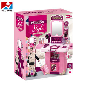 2 in 1 Pretend Play Hair Salon Toy <strong>Kit</strong> With Lights Mirror Makeup Toy for Girls Plastic Luggage - Product Image 6
