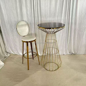 Table de bar haute de luxe en acier inoxydable doré pour mariages, événements et cocktails – Vente en gros - Product Image 1