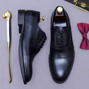 Chaussures décontractées classiques pour hommes en cuir véritable, chaussures en cuir de style britannique, chaussures de ville tendance et brillantes - Product Image 4
