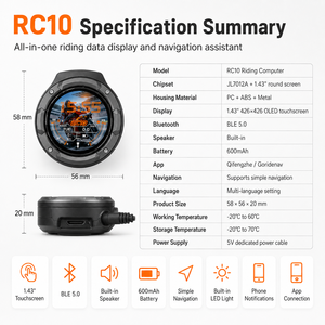 จอแสดงผลนำทาง GPS สำหรับรถจักรยานยนต์ หน้าจอกันน้ำ IP67 ถอดออกได้ ใช้พลังงานจาก USB อ่านได้แม้ในแสงแดด เหมาะสำหรับรถจักรยานยนต์ทุกประเภท - Product Image 4