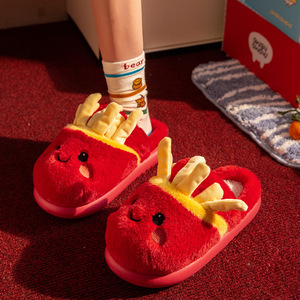 Nuovi Arrivi: Pantofole da Donna con Punta Chiusa, Design a Tema Cibo, in Peluche, Stile Semplice, Calde e alla Moda per la Casa - Product Image 1