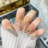 Uñas Postizas de Resina Aurora con Diseño de Mariposa, Cobertura Completa, Estilo Flash Blush, Venta al por Mayor