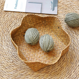 จานผลไม้ทำจากฟางสไตล์ชนบทสำหรับห้องนั่งเล่นโต๊ะกาแฟของว่างตะกร้าขายของชำโฮมสเตย์ร้านอาหารแผนกต้อนรับ - Product Image 2