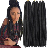Commercio all'ingrosso Dritto Faux Locs Estensioni Dei Capelli Del Crochet Solido E Ombre di Colore Terrore Locs Intrecciare I Capelli 20 Pollici In Fibra Sintetica