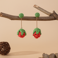 Pendientes Largos de Rafia Tejida a Mano con Colgante de Rosa Tridimensional, Estilo Veraniego Fresco para Vacaciones en la Playa, para Mujer