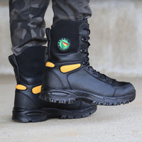 Bottes de pompier en cuir noir isolantes thermiquement avec embout en acier pour hommes, pour les opérations de sauvetage et de sécurité, OEM ODM personnalisées, ISO CE