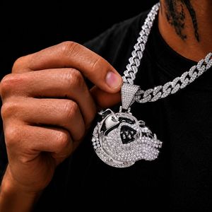 Liontin Perhiasan Bentuk Kepala Anjing Kreatif Terlaris, Dilengkapi dengan Kalung Rantai Cuban Hip-hop Berbahan Alloy Berlian - Product Image 4