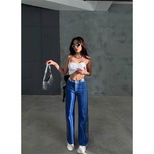 กางเกง GABARDN PALAZZO PANTOLON-กางเกงเดรสสไตล์เกาหลีระบายอากาศได้ดีสำหรับผู้หญิงขากว้างขนาด 3XL สีลายทางสำหรับใส่ทำงาน - Product Image 1