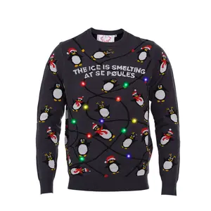 latest new design high quality knitted women jumper ugly christmas jumper lights
