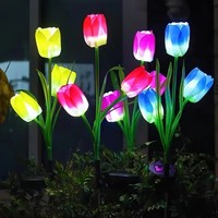Lampes solaires LED décoratives pour jardin, fleurs de tulipes, étanches, pour patio, cour, clôture, pelouse, allée