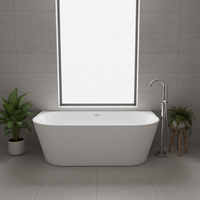 Baignoire autoportante moderne en acrylique SICO SICO-2028B, longueur 1,8 m, drain central inclus, garantie de 3 ans