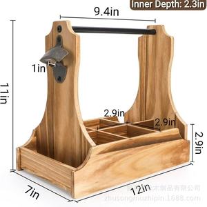 Portador de cerveza de madera con asa, capacidad para 6 botellas, caja de almacenamiento portátil para fiestas, picnics, bares y restaurantes - Product Image 4