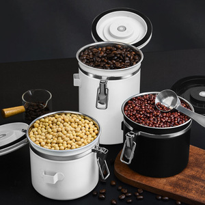 Recipiente hermético para granos de café de acero inoxidable SUS304 de 1.2L 1.8L con tapa de clip, forma cilíndrica, frasco de almacenamiento para granos de café - Product Image 1