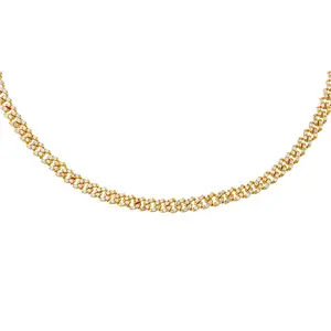 Gemenl collana girocollo cubana in argento sterling 925 di alta qualità con pavé di diamanti in oro 18 carati