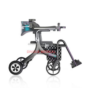Ausilio per la deambulazione sedia <span class=keywords><strong>a</strong></span> rotelle elettrica 4 ruote carrello della spesa pieghevole Rollator Walker <span class=keywords><strong>con</strong></span> borsa del sedile freni <span class=keywords><strong>a</strong></span> <span class=keywords><strong>mano</strong></span> - Product Image 5
