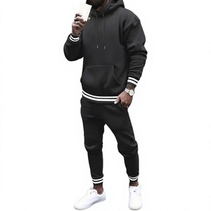 Men's Solid Color Blocking Digital Printed Breathable 340g Hooded Hoodie Jogger Set Casual Winter Wear Knitted Polyester - Product Image 3
