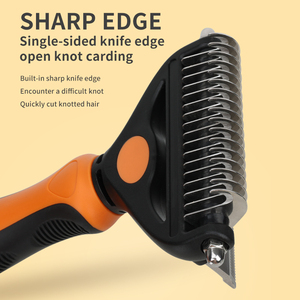 Logo personalizzato all'ingrosso della fabbrica 2 In 1 rimozione dei peli di gatto pettine strumento di rimozione del pettine cane Pet desatting Grooming pennello - Product Image 4