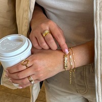 Bracelet DIY en laiton plaqué or 18 carats avec initiales A-Z en forme de bulles épaisses pour femme