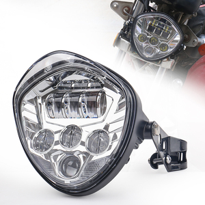 Faro Delantero para Motocicleta OVOVS de 7 Pulgadas con Soporte de Abrazadera, Fondo Rojo, Luz DRL Blanca, Luz Alta/Baja para Motocicleta Honda Yamaha Triumph - Product Image 1