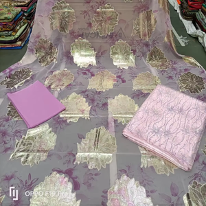 Robe de mariée Faransawi très vendue, 100% soie, poids moyen, imprimé multicolore, pierres de cristal, tissée, respirante, en soie somalienne Dirac - Product Image 1