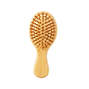 Cepillo para el cabello con mango de bambú y cerdas ovaladas de jabalí, para desenredar cabello rizado, masaje del cuero cabelludo y cabello de bebé, para peinado natural, resistente al agua - Product Image 1