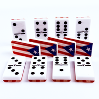 Jeu de dominos double six en acrylique personnalisé avec drapeau de Porto Rico, 28 pièces, taille standard, pour jeu de table éducatif, familial et de loisirs
