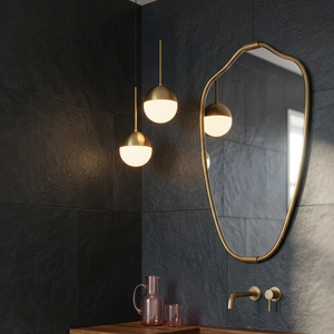 Contemporary Brass <b>Wall</b> <b>Mirror</b> With Irregular Frame <b>For</b> <b>Bathroom</b> Decorative Use - Product Image 1