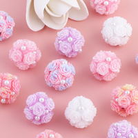 Boule de fleurs lumineuse en perles roses très vendue avec perles traversantes pour breloques de téléphone, porte-clés et accessoires de sac DIY