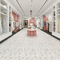 Carreaux de sol et de mur en porcelaine terrazzo mat bleu et blanc style nordique 600x600mm, antidérapants, pour salle de bain moderne et hall de villa