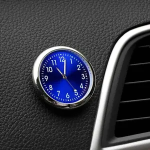 Mini Luminous Car Clock, Automobiles Internal Stick-On Watch Mechanics Quartz Clocks Auto Ornament Fit For Dashboard/ Boat/ Bike