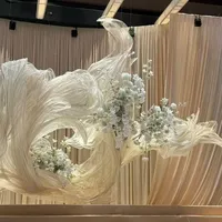 Prop Pernikahan, Pita Organza untuk Dekorasi Pernikahan, Latar Belakang Model Gelombang, Dekorasi Latar Acara Pesta, Tata Letak Jendela, Pita Seni dari Benang
