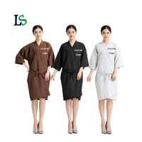 Robe de coiffeur professionnelle noire avec manches, logo personnalisé, robe de salon de beauté, robe de coiffeur pour client, kimono, tablier